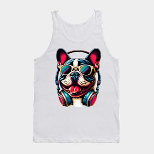 French Bulldog Smiling DJ with Vibrant Beats Tank Top